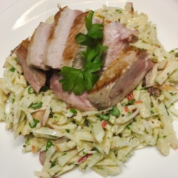 pork steak with fennel and apple remoulade